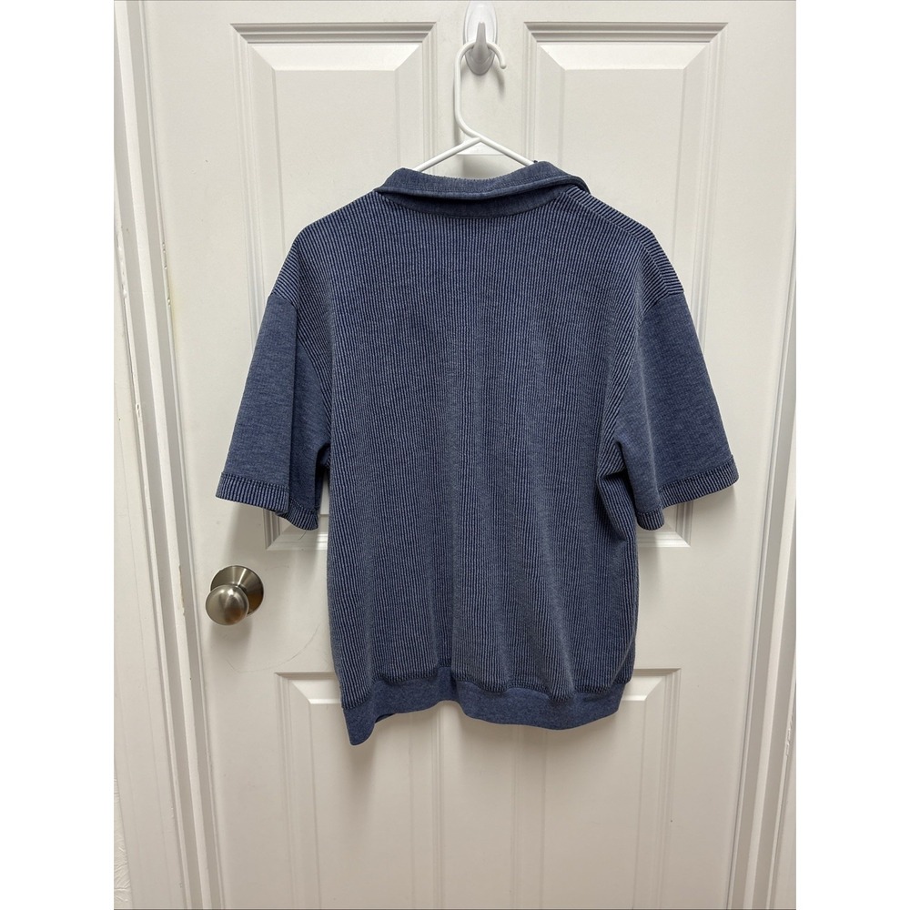 Vintage Teddi Blue Stonewashed Knit Polo Shirt Short Sleeve Collared Retro 80s - Picture 4 of 7